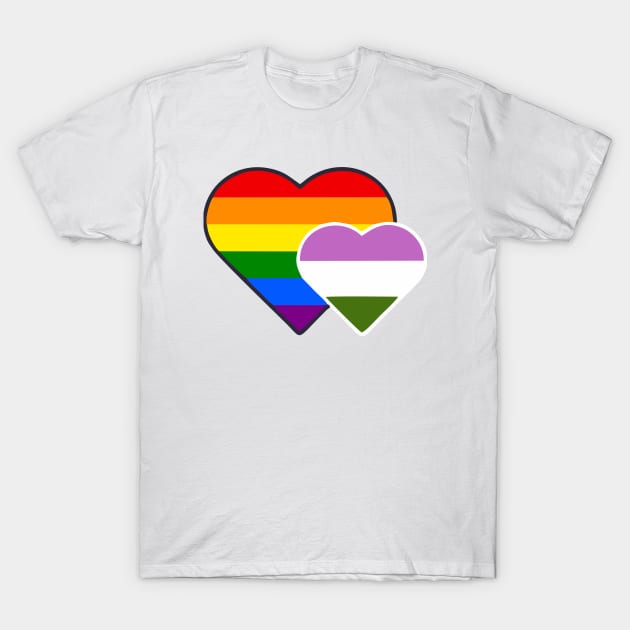 Genderqueer Double Heart T-Shirt by Blood Moon Design